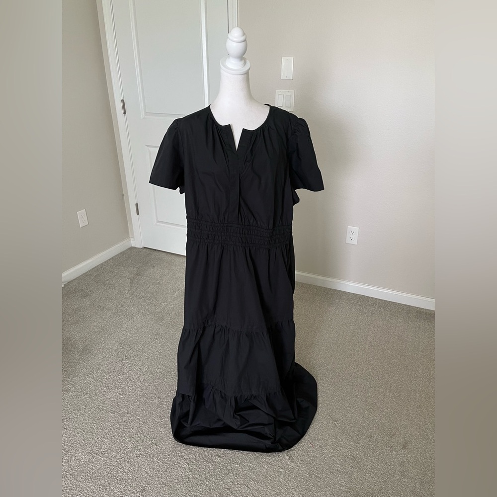 NWT Quince 100% Organic Cotton Dark Navy Tiered Maxi Dress Size 2X - Picture 9 of 12